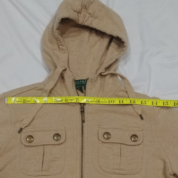 Ralph Lauren beige full Zip Up Hoodie Jacket ATHLEISURE - Picture 7 of 13